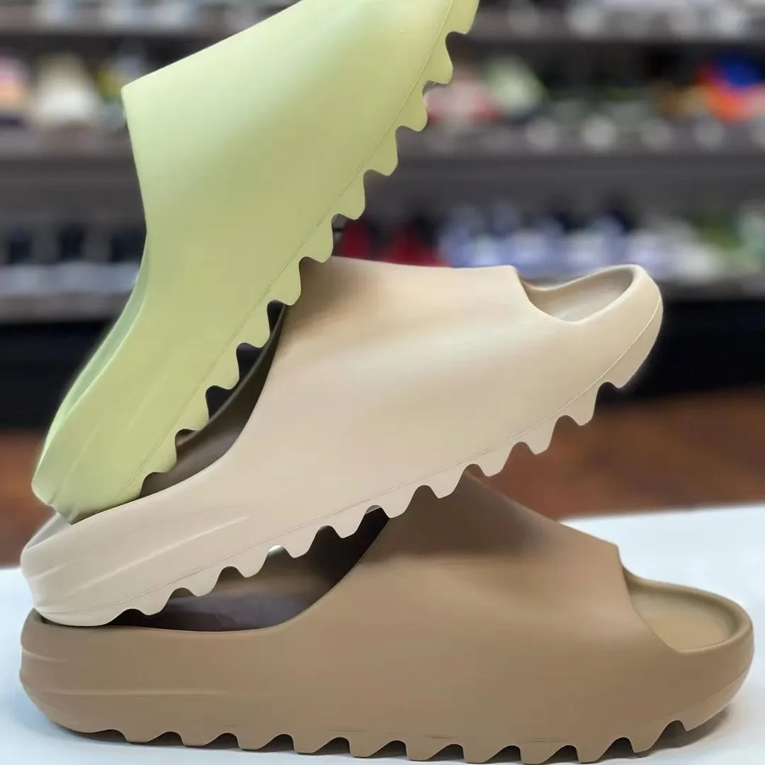 2021 Top Quality Vendors All Colors Puff Women Yeezy Foam Slides Shoes Box Mens Stockx Solid Color Yeezy Slides