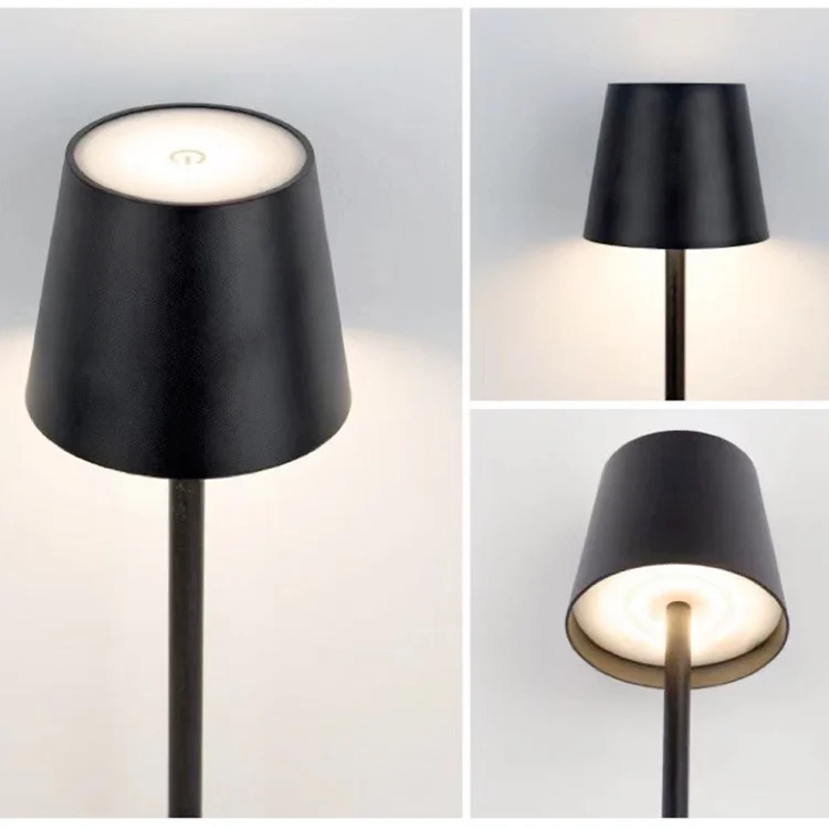 Metal desk lamp with round bottom, square bottom, circular cordless high foot lamp, bar, dining bar, bedroom, minimalist