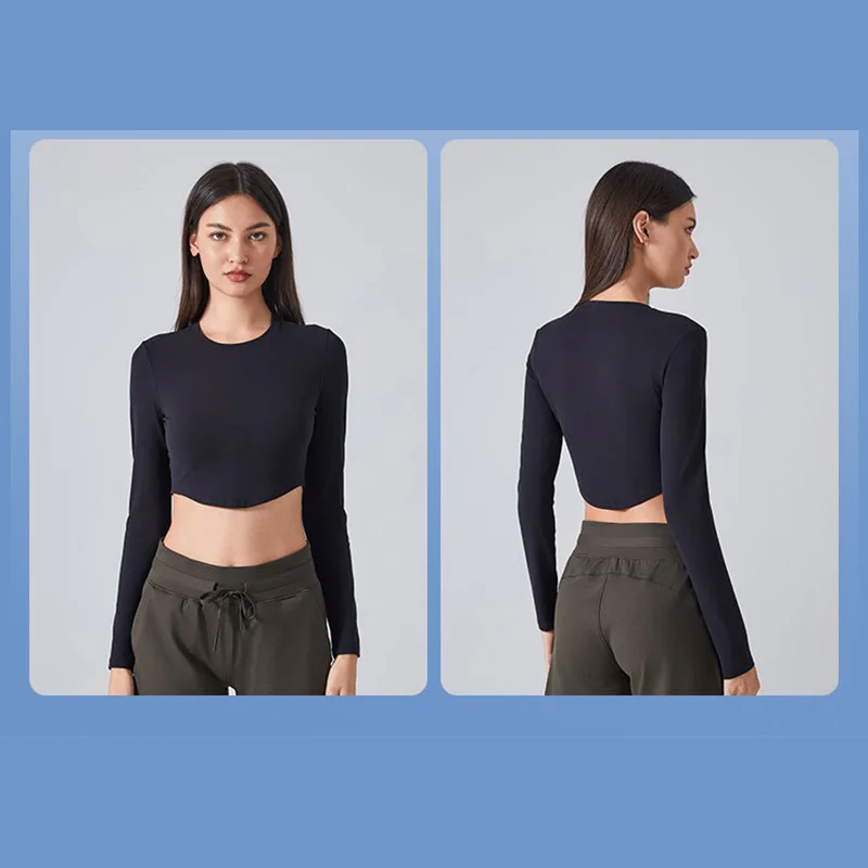 DAW193 Women Custom New Pullover Sexy Long Sleeve Crop Top Casual Streetwear White T-shirt Quick Dry Lightweight Adults