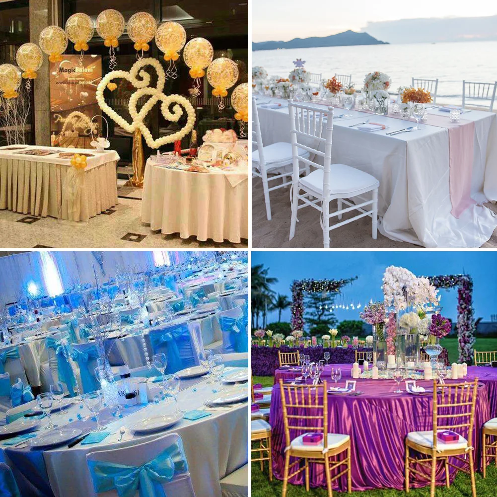 Rectangle Table Cloth Satin Tablecloth Overlays Wedding Christmas Birthday Banquet Decor Home Dining Table Cover