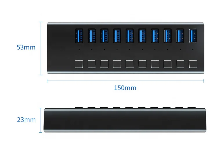 Usb 3.0 5Gbps  Multifunctional  High Speed Transmission usb hub  7 ports 10 13 16 20 port 12v charging power with switch usb hub