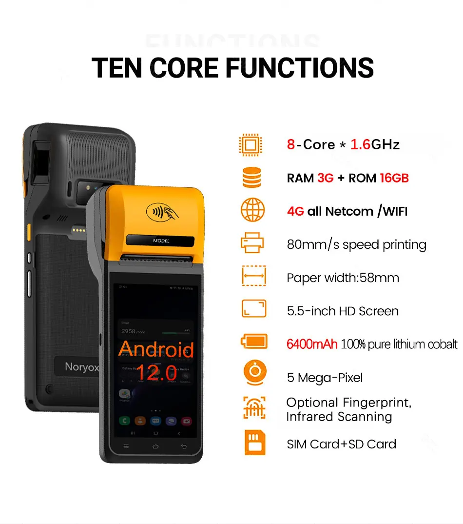 noryox nb55 Checker Handheld Car Parking POS Systems Android WiFi Handheld Parking Ticket POS Machine with 3+16GB memories