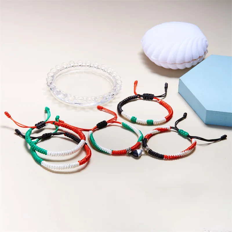 2024 New Handmade Palestinian Israeli Flag Weaving Bracelet Free Palestine Colorful Knot Adjustable Fashion Bracelet