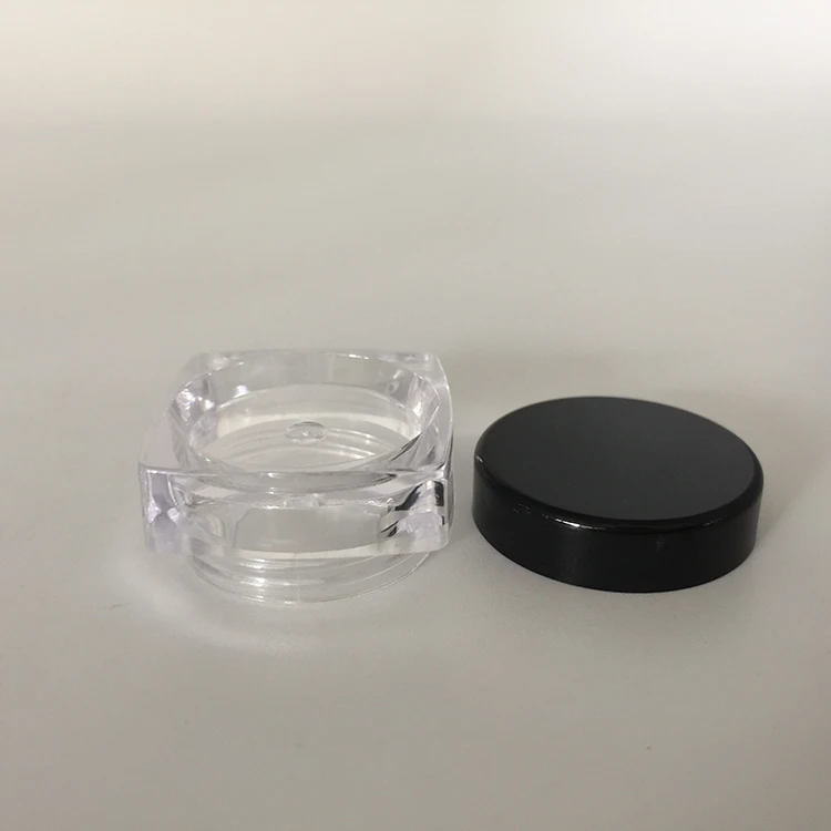 Wholesale mini 3g / gram plastic square shaped cosmetic jar pot container for cosmetic sample