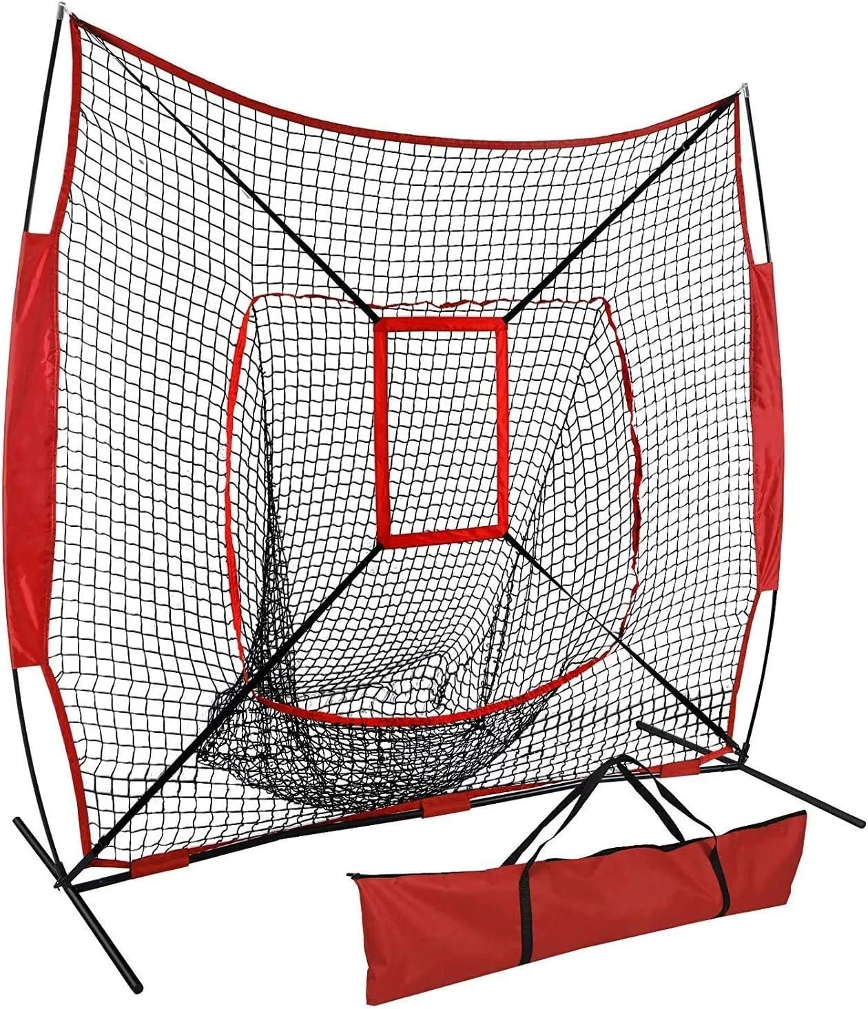 7ft Portable Softball Training Net Hitting Pitching Net Baseball Practice Net with Strike Zone