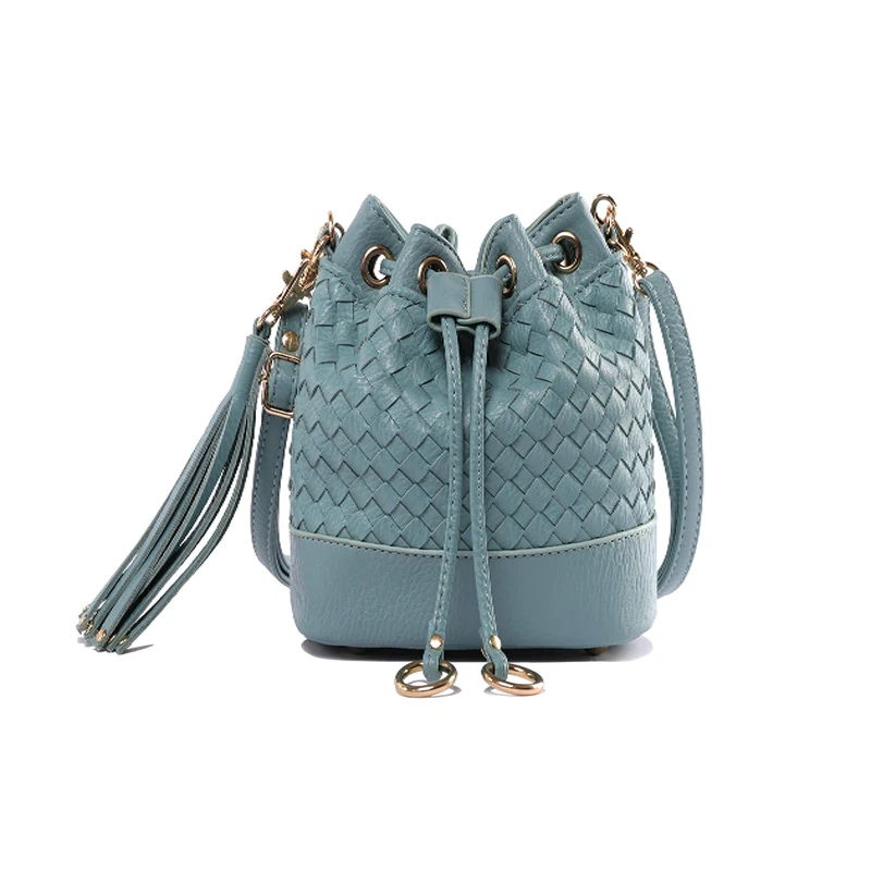 
Fashion Weave Bucket Bags Women Woven Drawstring Bucket Bag Classic Ladies Crossbody Handbag For Daily Life 