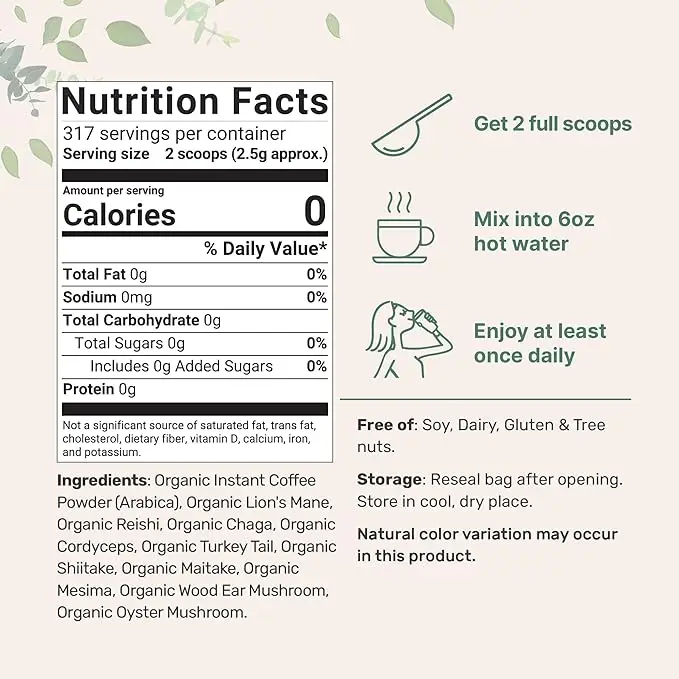 OEM Coffee Mushroom 7 in 1 Blend Mushroom Coffee Powder Privite Label Mushroom Coffee