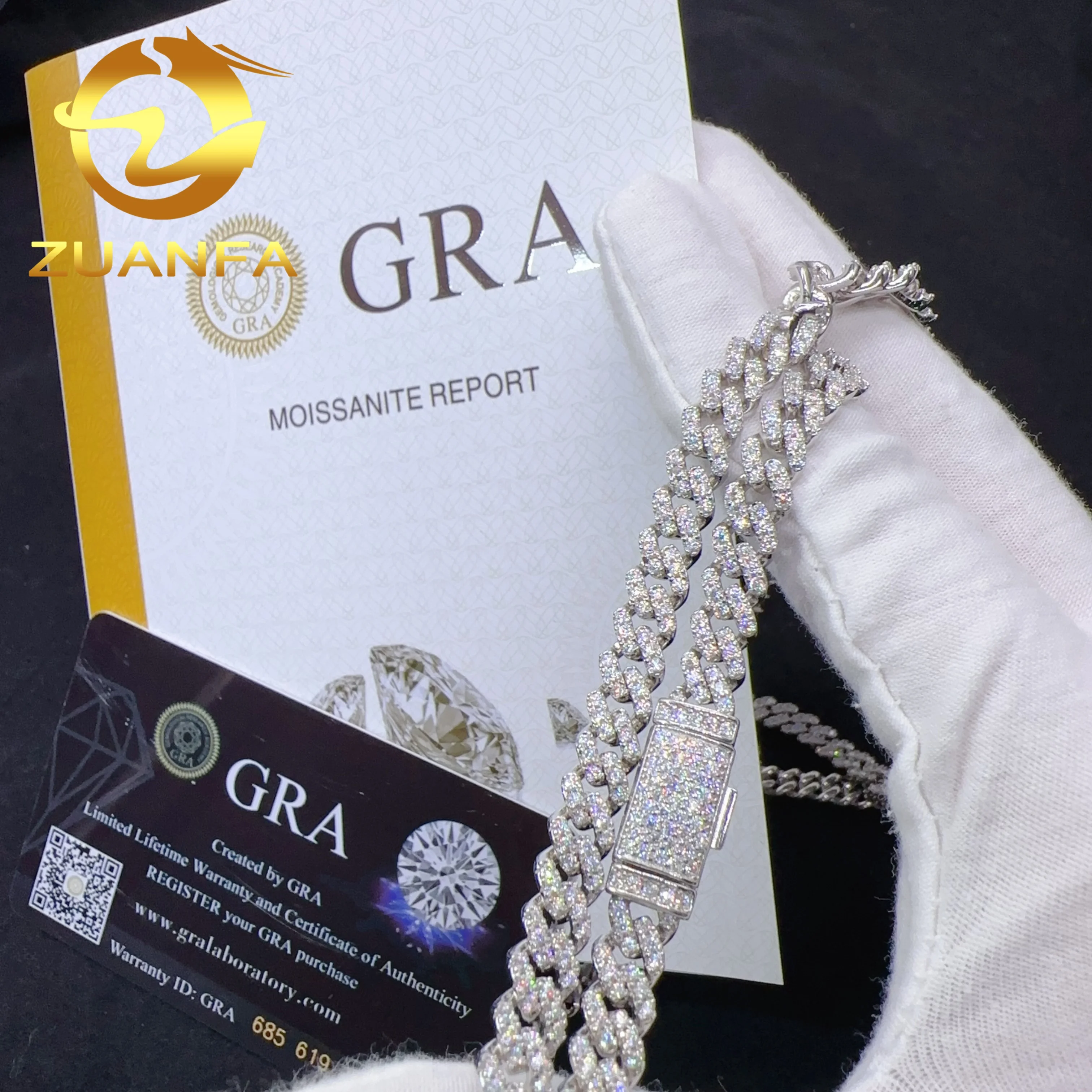 Hot selling 6mm necklace 925 sterling silver wholesale price iced out vvs moissanite diamond jewelry hip hop cuban link chain br