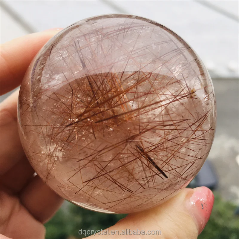Wholesale High Quality Natural Crystal Gold Rutilated Spheres Polished red rutilated ball for decoration
