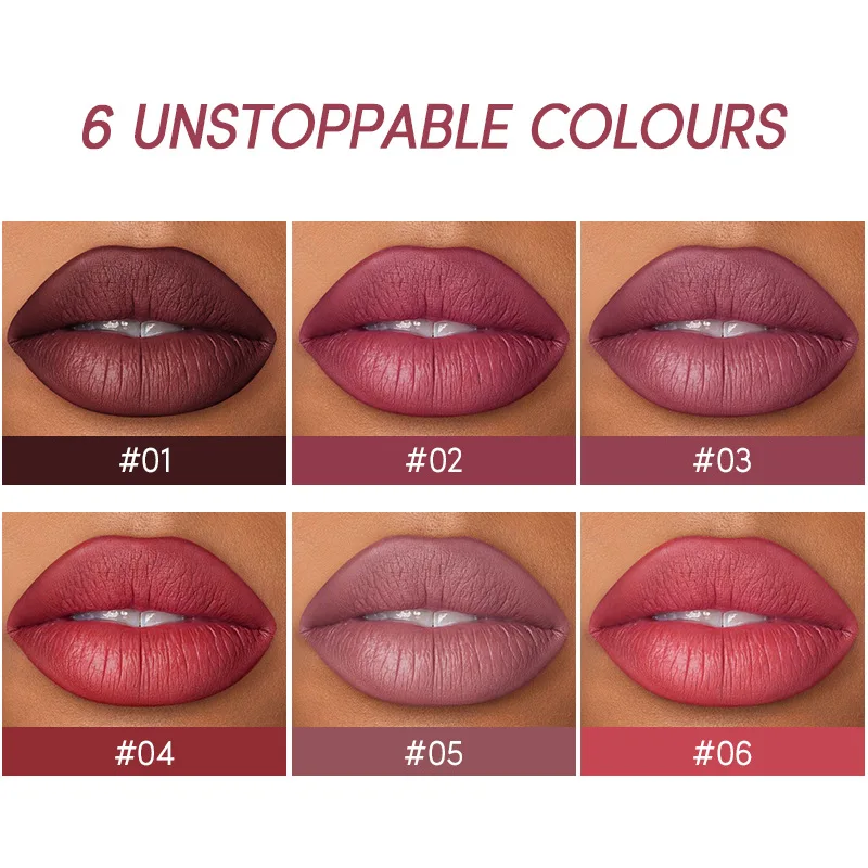 USHAS 2 in1 Matte Lipstick Lip Liner Kit 12 Colors Non-stick Cup Long-lasting Waterproof Nude Lipstick