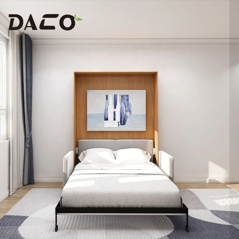 Modern Storage Bed Hinged Storage Panels Foldable Wall Bed Murphy Style Hidden Bed Sofa