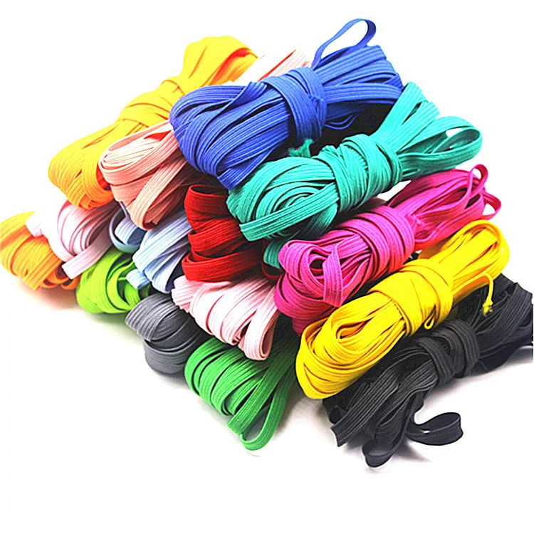 custom 3mm 5mm 6mm 9mm 12mm multicolor sewing flat band rope earloop cord stretch knit braided  elastic cord string