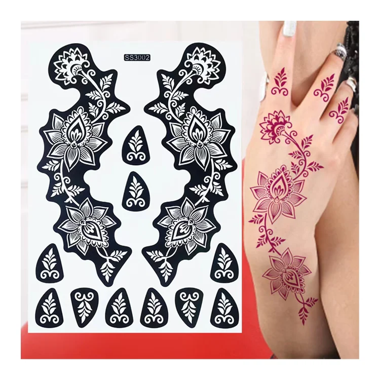Wholesale Painted Tattoo Stencils Rose Hollow tattoo stickers Out Indian Henna Body Art tattoo supplies Stickers