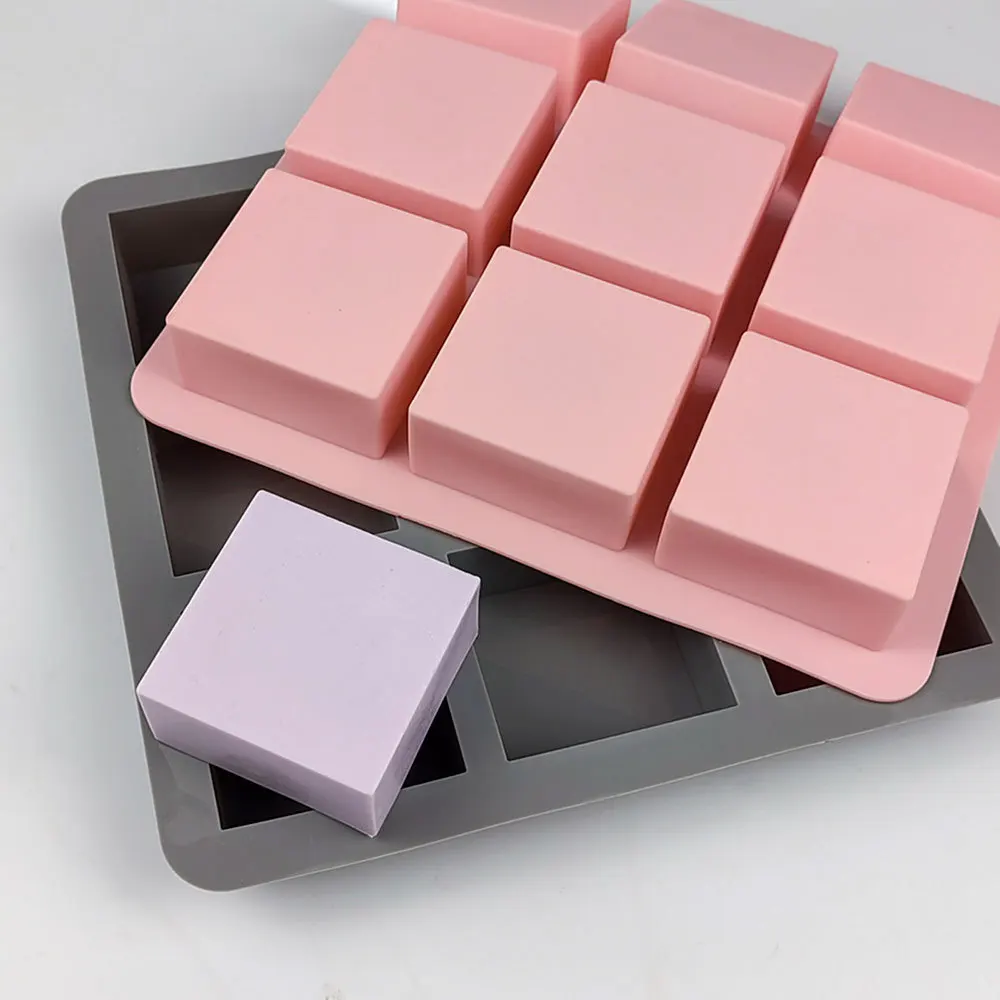 Reusable Easy Release DIY  Handmade Soap Making Molds 9 cavity 100g Sharp Straight Corner Square Silicone Soap Molds