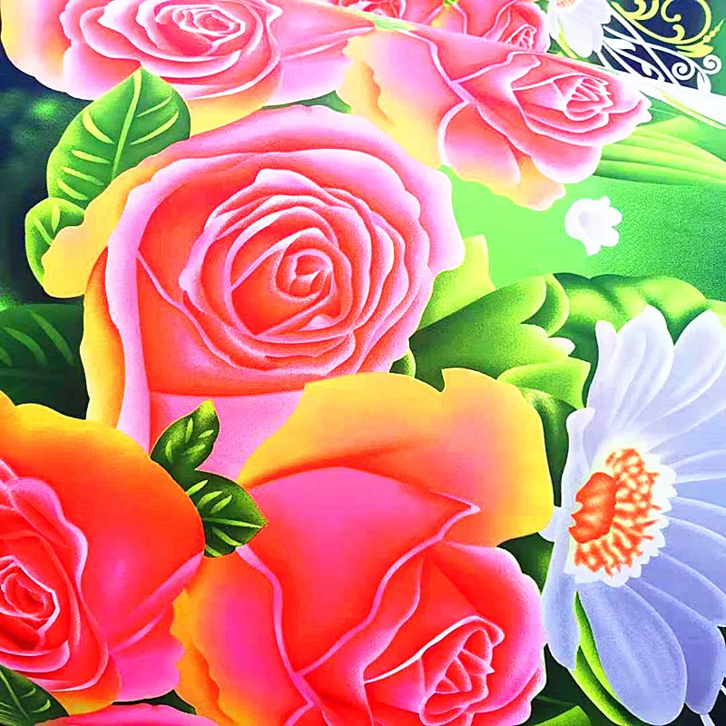 3D rose flower disperse print 100 polyester twill woven printed brushed bedding fabric from changxing manufacturers