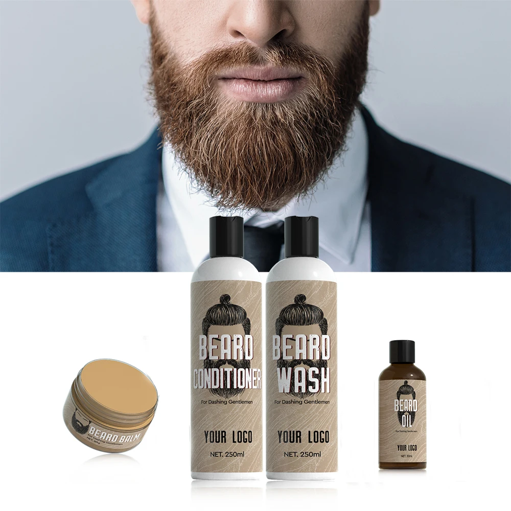New Design China Factory Wholesale Simple Beard Kit Wash Shampoo Conditioner Oil Cream For Men Beard Care Grooming Kit