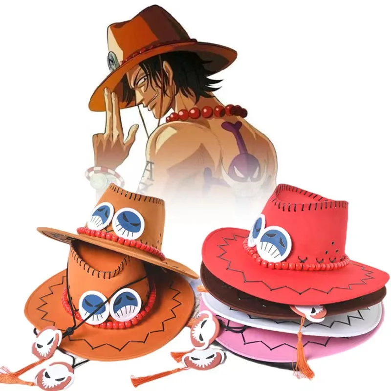 Ace Cowboy Hat Costume Hats Yellow Weard Pirates Regiment Ace Cosplay Fashion luffy straw hat