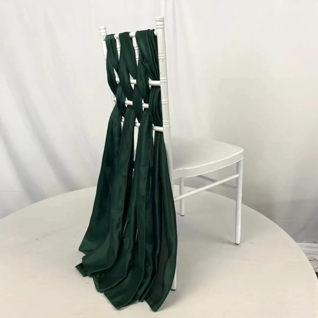 Elegant Dark Green Chair Sash Bows for Wedding Party Decorations