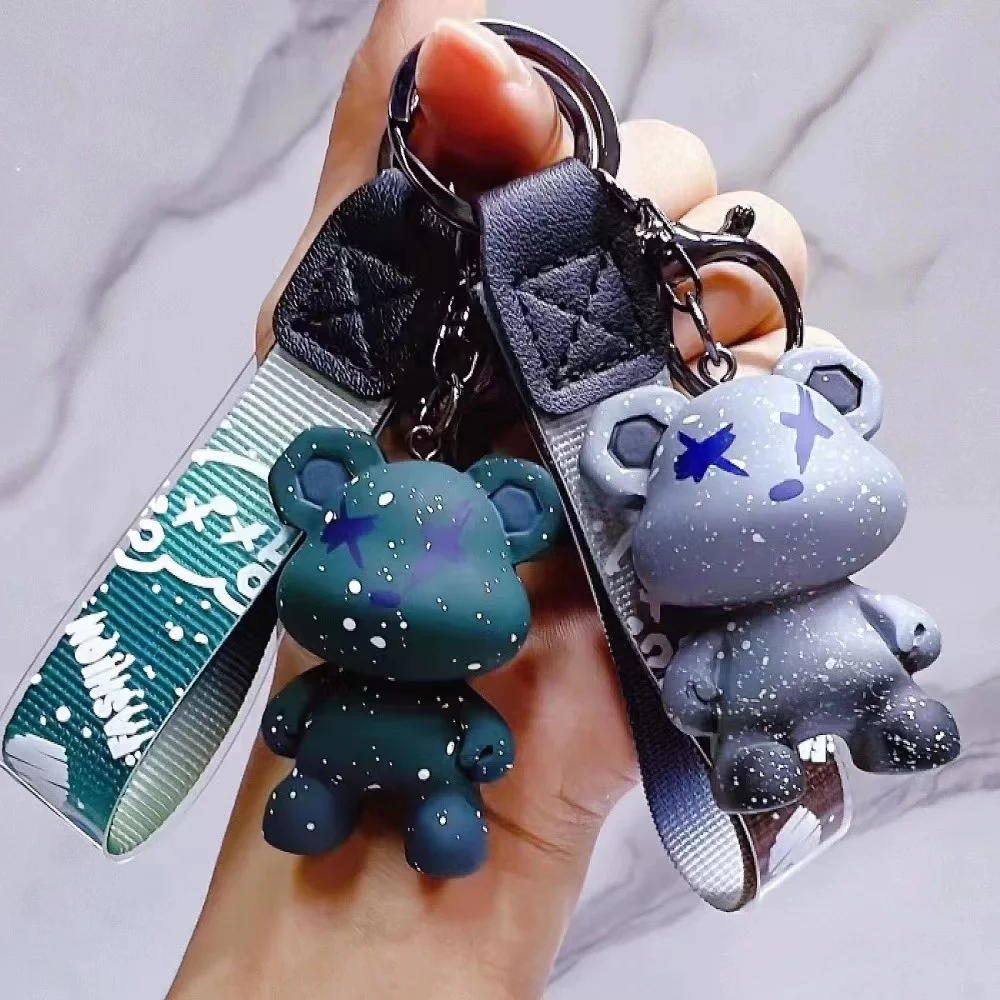 2023 Women Boy Girl Cute 3D Bear Key chain Animal Pendant keychains Metal Key Ring Accessories Keyring Small Gift
