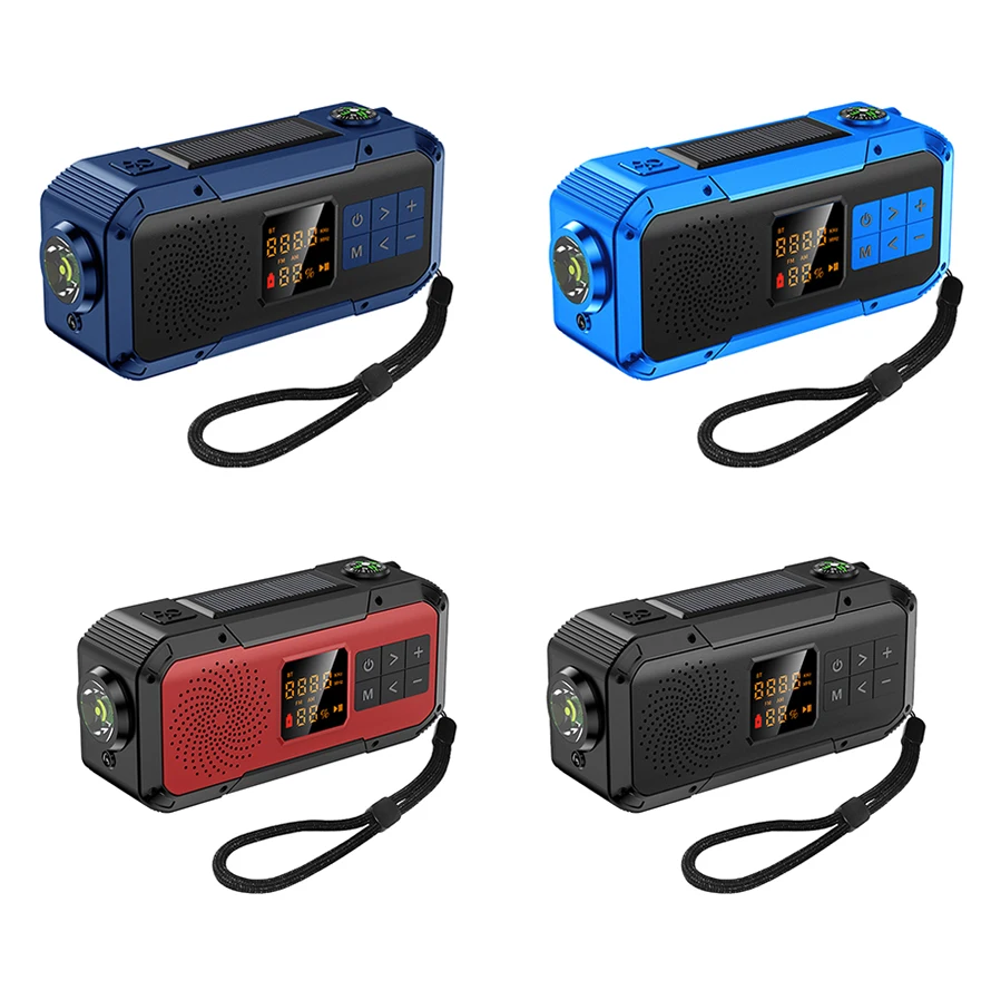 Digital radio solar bt Speakers Europe Style Aviation waterproof Portable Fm AM Radio With Powerful Flashlight