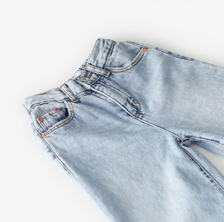 
Hot sales Girls wide leg full length children jeans fashion design cute Denim fashion latest jeans Pants Kids 