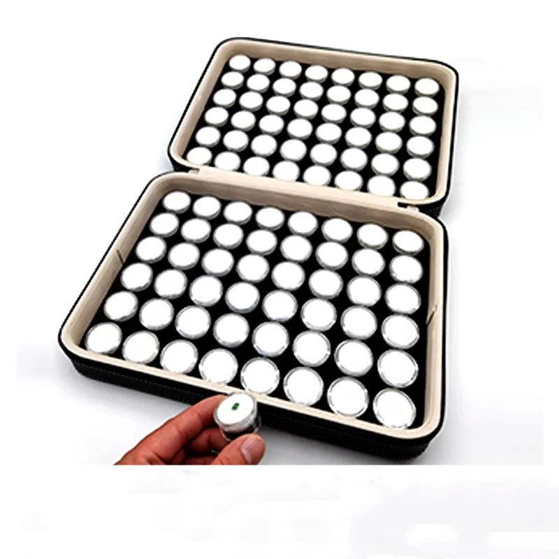 gift Acrylic round small box Gemstone jewelry zipper Leather storage Bare diamond Nail Display Organizer Jewelry box Custom LOGO