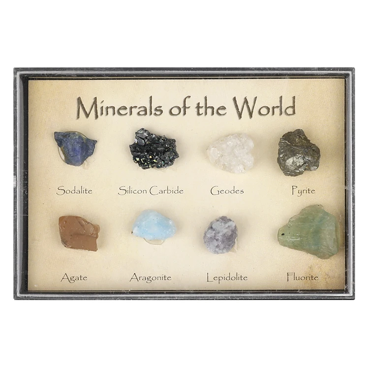 Natural Agate Pyrite Fluorite Mini Acrylic Loose Gemstone Display Boxes Collection Box