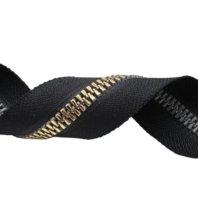 Custom Metal zipper 3# 5#  Golden silver Luxury maize resin  gilr Bags Metal zipper roll