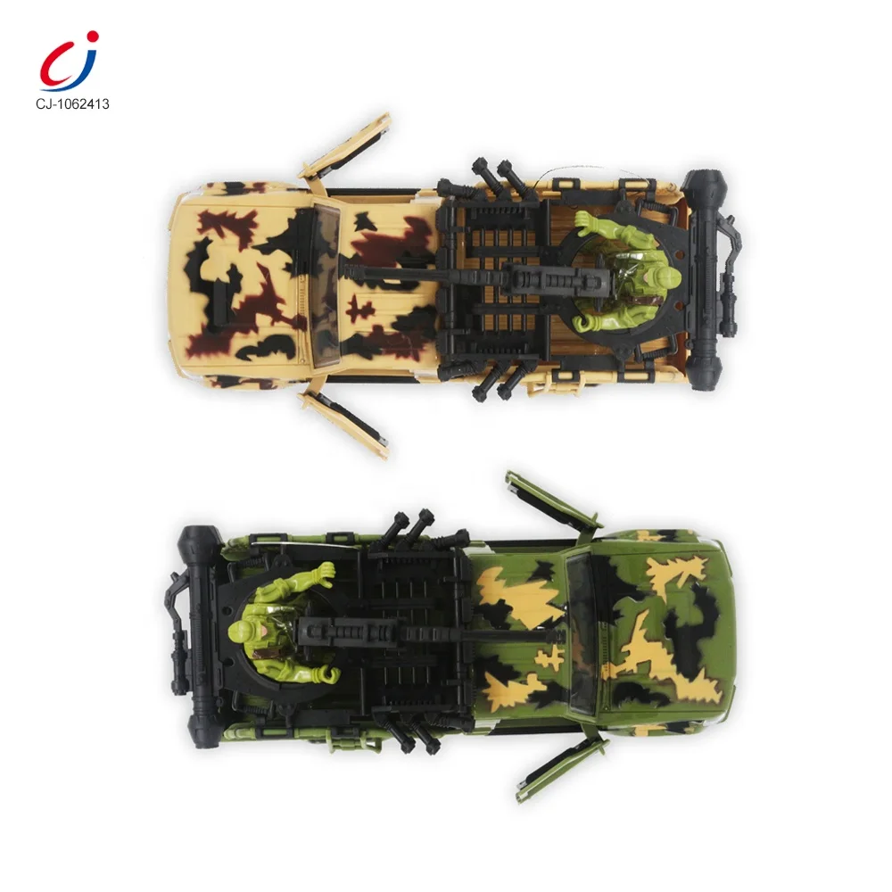 Newly designed 4 channel remote control open door pickup truck plastic army men toy and cars