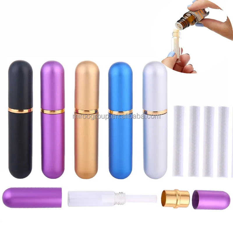 5ml Aluminum Metal empty blank nasal inhaler with cotton wicks bottles