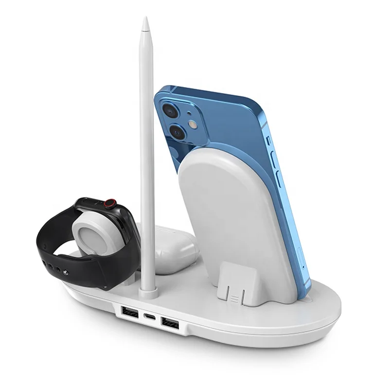 Desktop 4 In 1 Wireless Charging Station QI 15W Fast Charger Wireless Stand Dock table wireless charger Charging Station