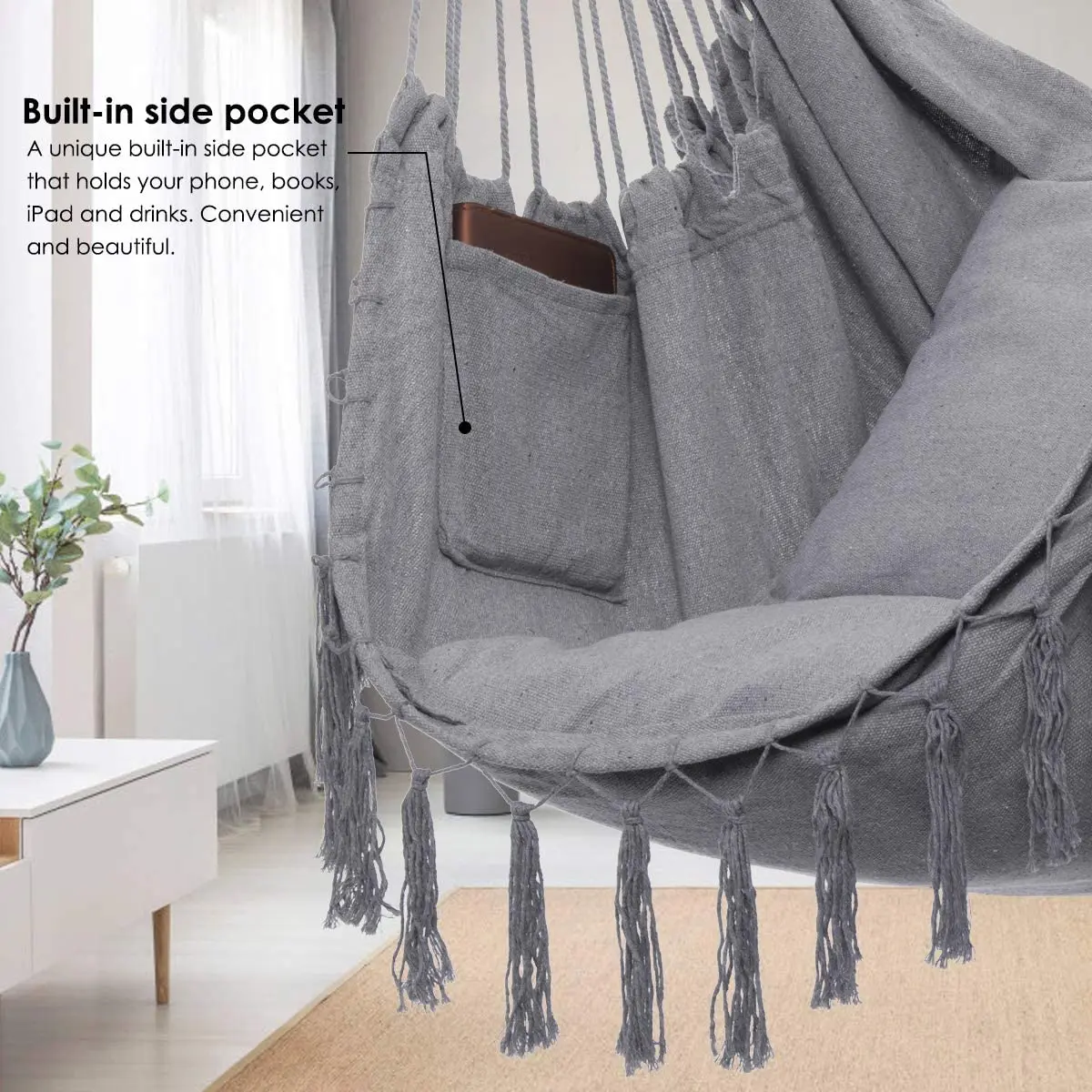 Armrest Cotton Hanging Hammock Chair