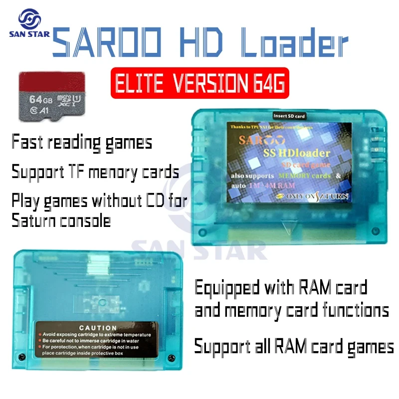 New SAROO SS HD loader Game Reader Cartridge Fast Reading Card Support SD TF Memory Cards Play Games Without CD for  Saturn
