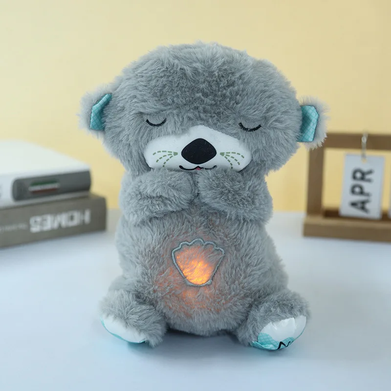 JM Cute breathing soothing plush toy baby sleep doll elephant Little Lamb Breathing Music Appease Plush Toy