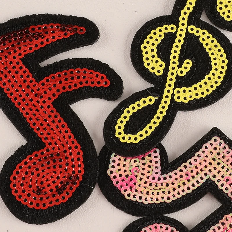 Custom Design 3D Sequin Embroidery Patch Chenille Fabric Iron-On Sticker Clothes Custom Ice Cream Design Sequin Patches OEM