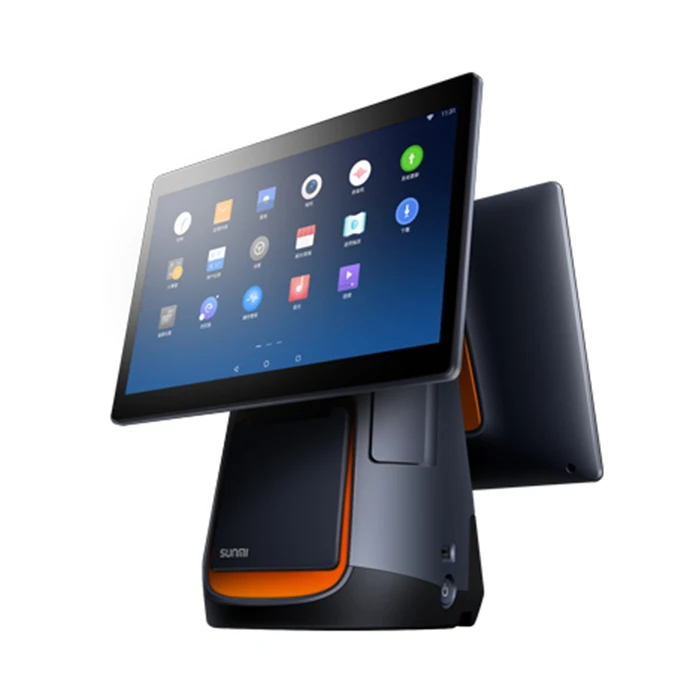 
SUNMI t2 android all in one super market cash register with 15.6+10.1 inch touch screen pos computer 
