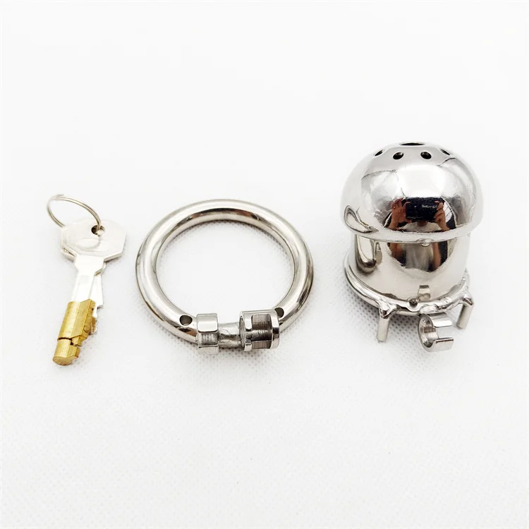 Male Stainless Steel Cock Cage with Barbed Anti-off Ring Chastity Device Ring with Stealth New Lock Sex Toys