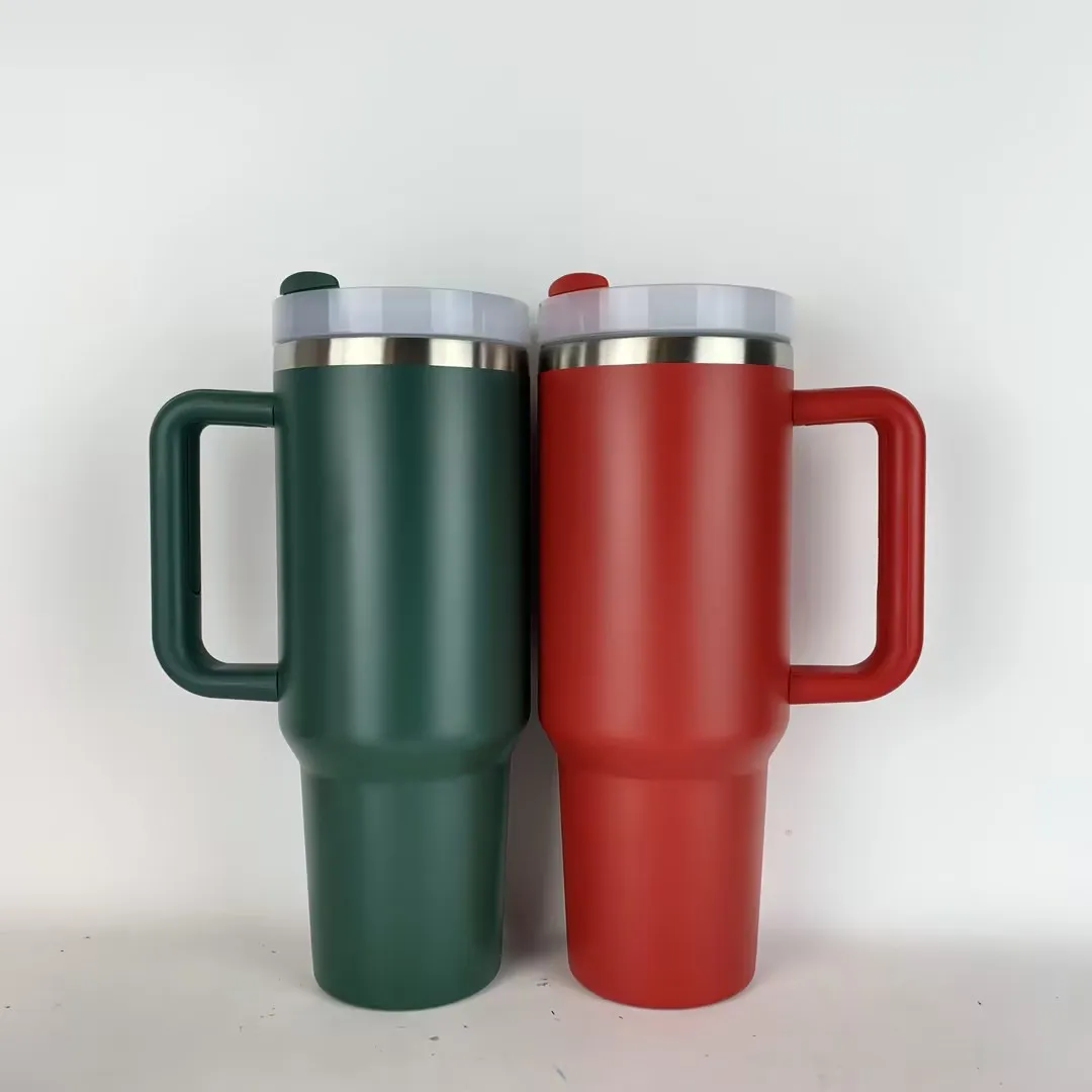 40oz h2.0 plus Vacuum Adventure coffee christmas tumbler with handle and straw ready to ship customized logo for car