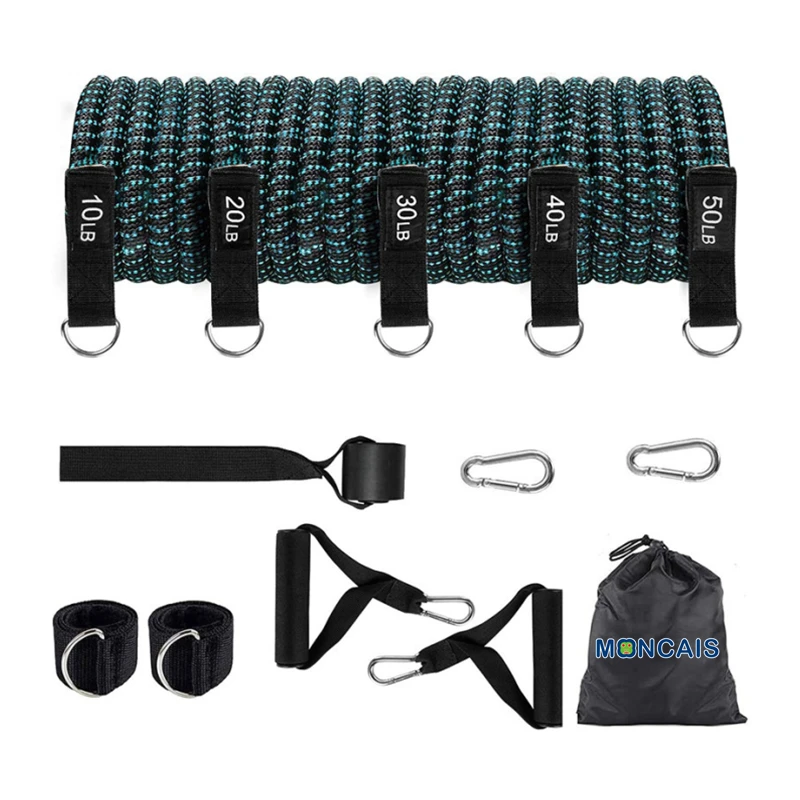 
10lbs to 50lbs Exercise Tubes Workout Bands with Handles Protective Nylon Sleeves Door Anchor Ankle Strap 