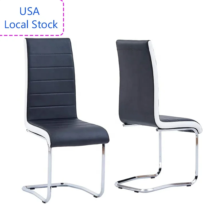 
USA Local Stock Black Dining Chairs Set of 2 Faux Leather Modern Kitchen High Back Dining Room Chairs Set for Living Room Office 