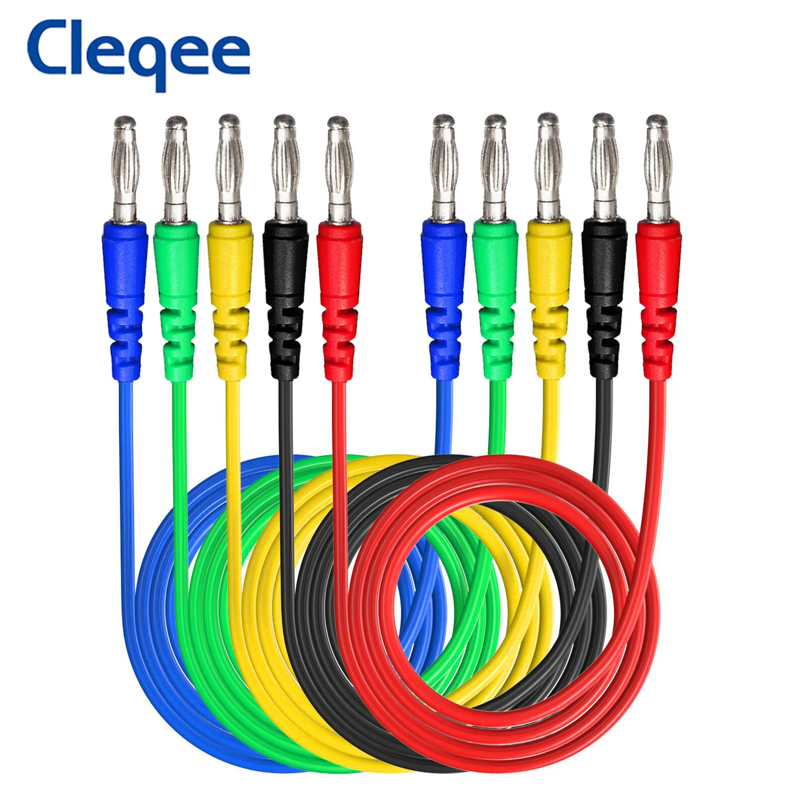 Cleqee P1043  Dual 4mm Copper Banana Plug Multimeter Test Leads Insulated PVC 1000V/10A 1M Wire Cable Bare Plug DIY