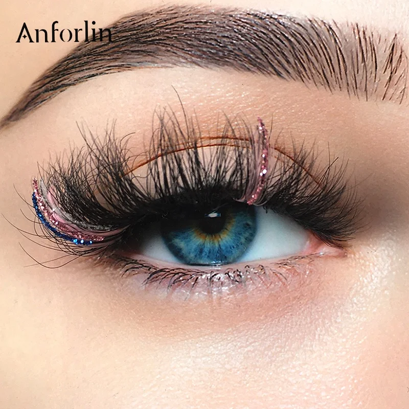 2022 New arrival 3d mink lashes wholesale russian light pink glitter lashes strips multi colorful mink eyelashes vendor
