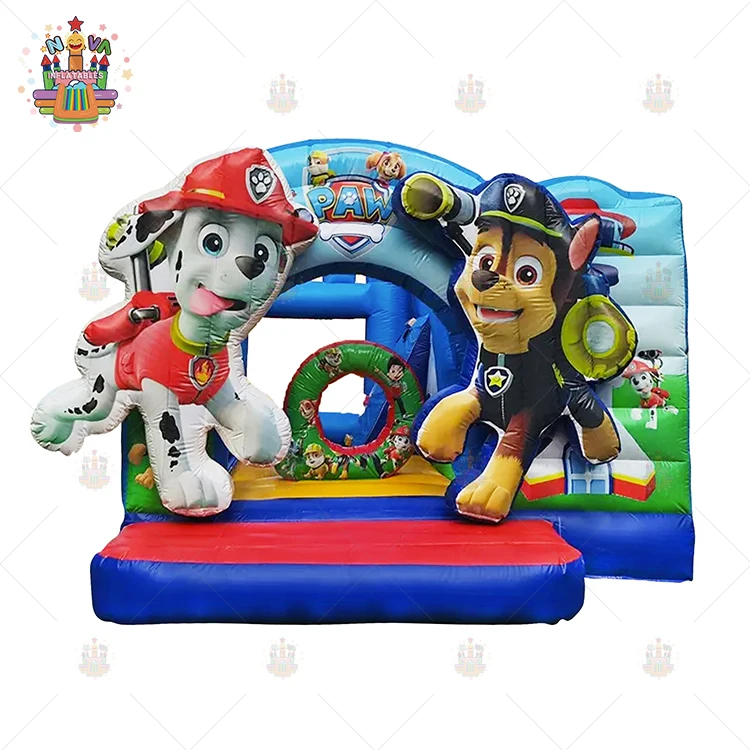New design Paw inflatables castle bouncy jumping bouncer cartoon kids inflatable combo bouncer with slide