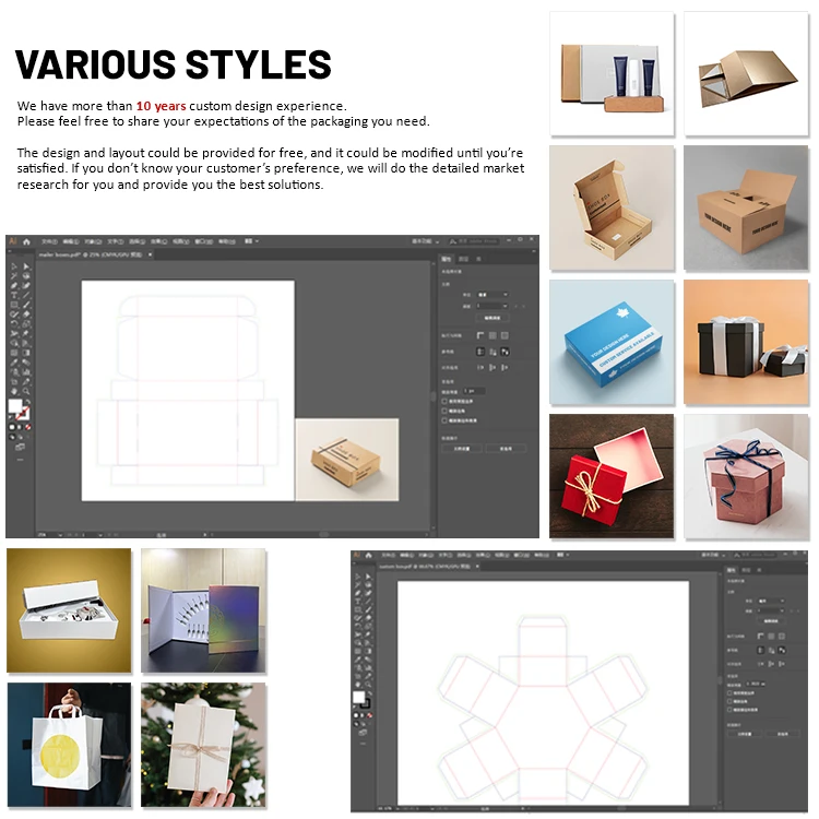 Custom Logo Printed Ear Lock Corrugated Cardboard Paper Packaging Mailer Shipping Box