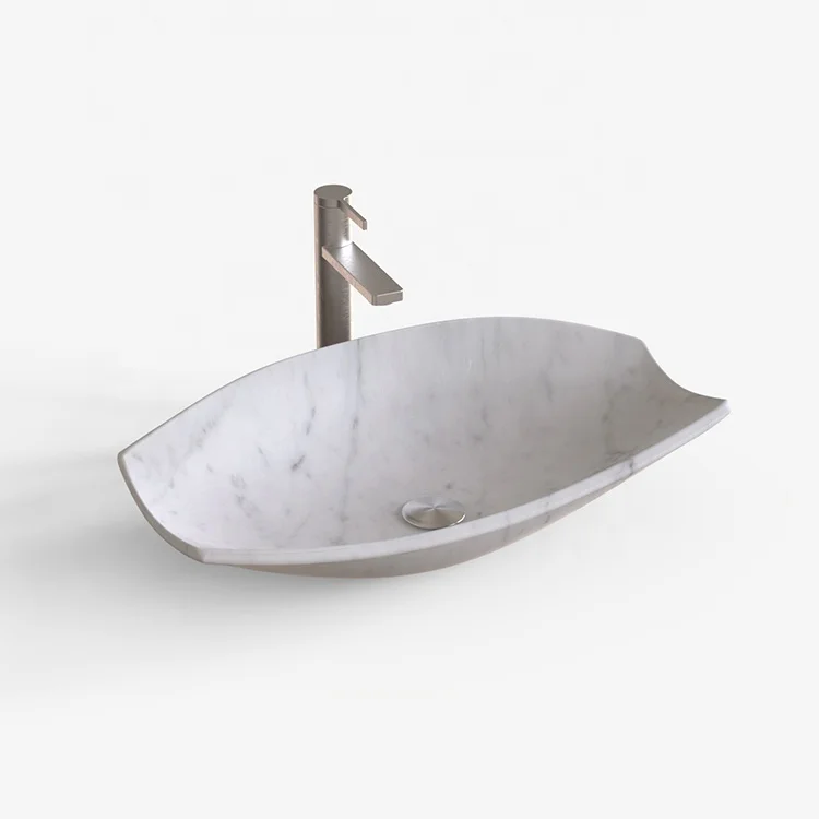 New Design Moon White Marble Top Mount Vanity Basin Bathroom Hand Washing Basin Irregular Vessel Sink