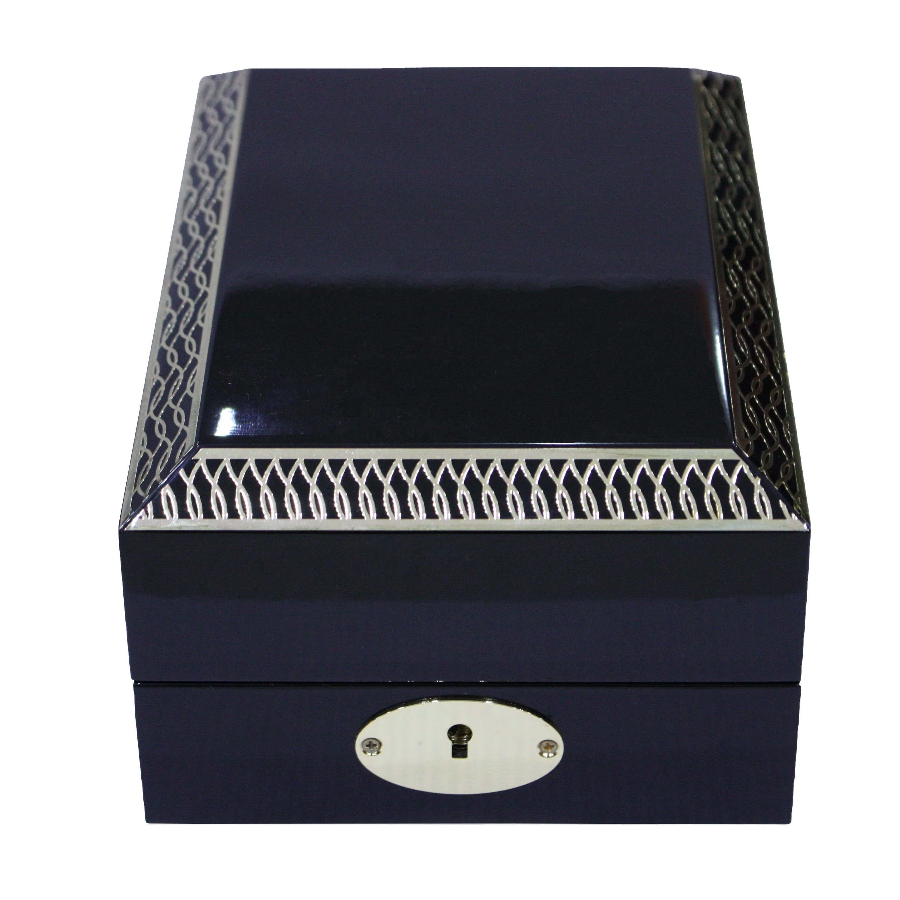 Arab Style Customized Black wooden box metal sticker and lock  perfume  agarwood packaging box