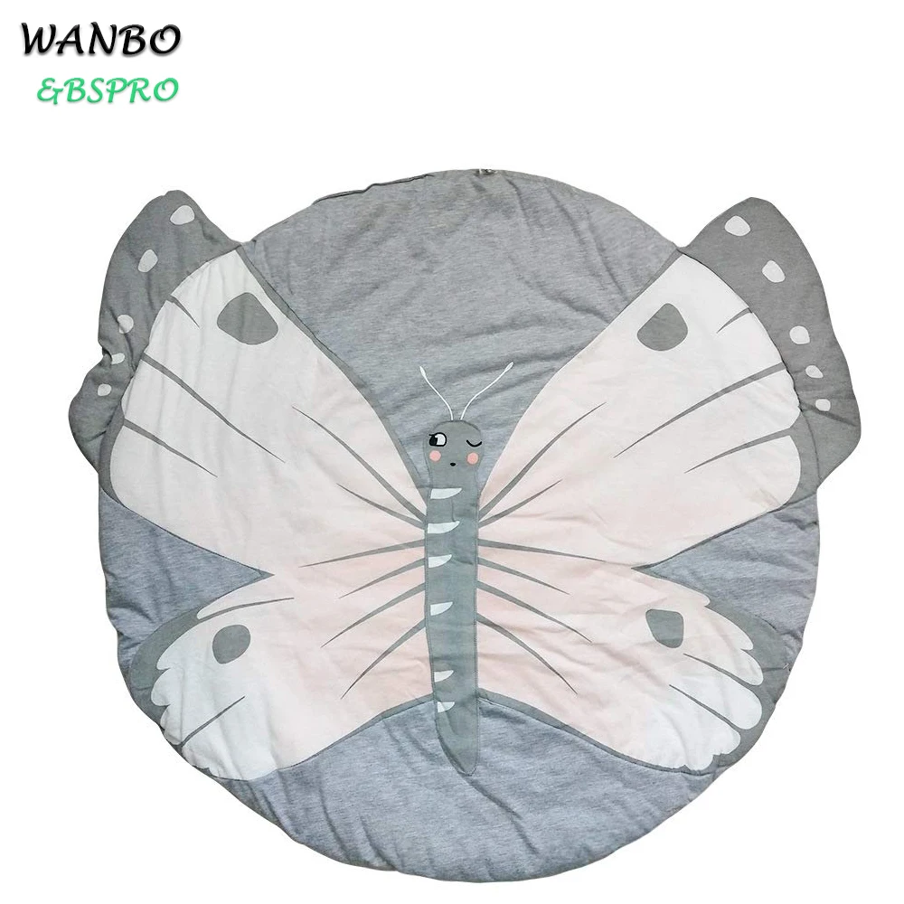 
BSPRO #CCM0405 cuntom printing butterfly polyester soft floor baby play mat 