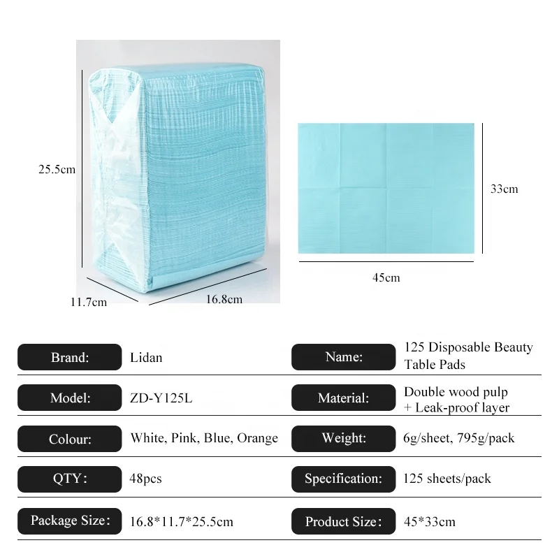 125 sheets/pack Disposable Foldable Nail Beauty Cleaning Pad  Waterproof Table Cloth Lint Paper Practice Nail Art Table Mats