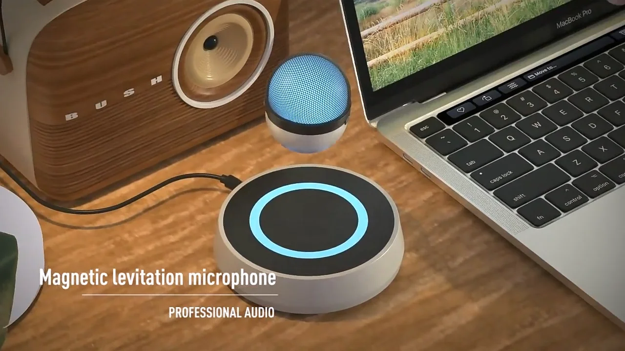 Magnetic levitation microphone professional anchor e-sports studio mic with mixer Suspended wireless charging maglev microphone