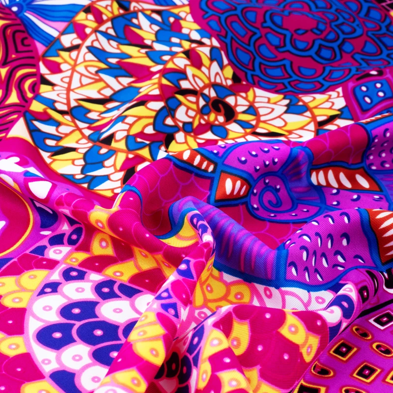 100% Twill Silk Square Scarf Fashion Luxury Brand Printed Head Scarves 130*130CM Soft Shawl Wrap Hijab Scarf for Ladies